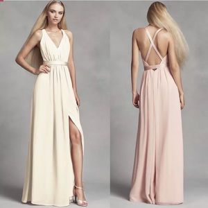 White by Vera Wang Long Chiffon Champagne Dress